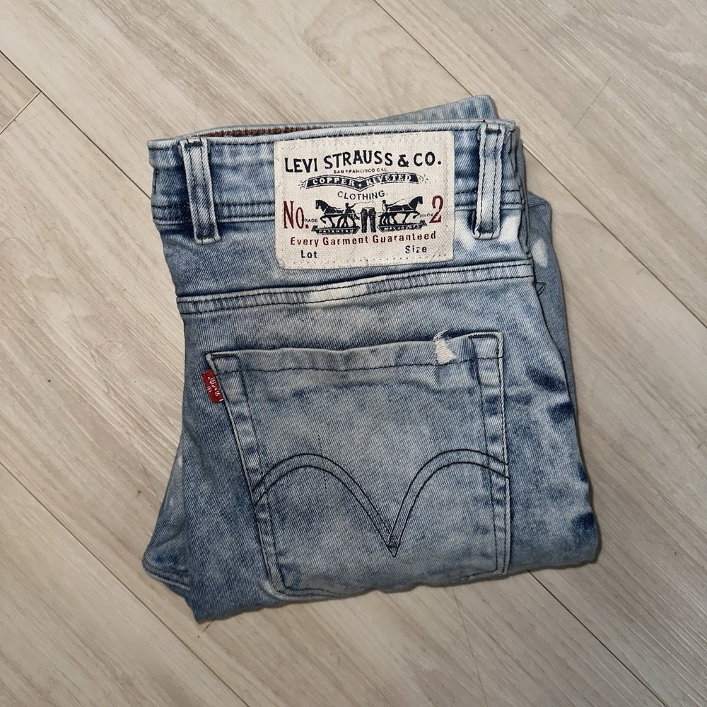 Levi's Skinny Taper Paint‎ Splatter Jeans size 31x29 Preppy Stretch Distressed